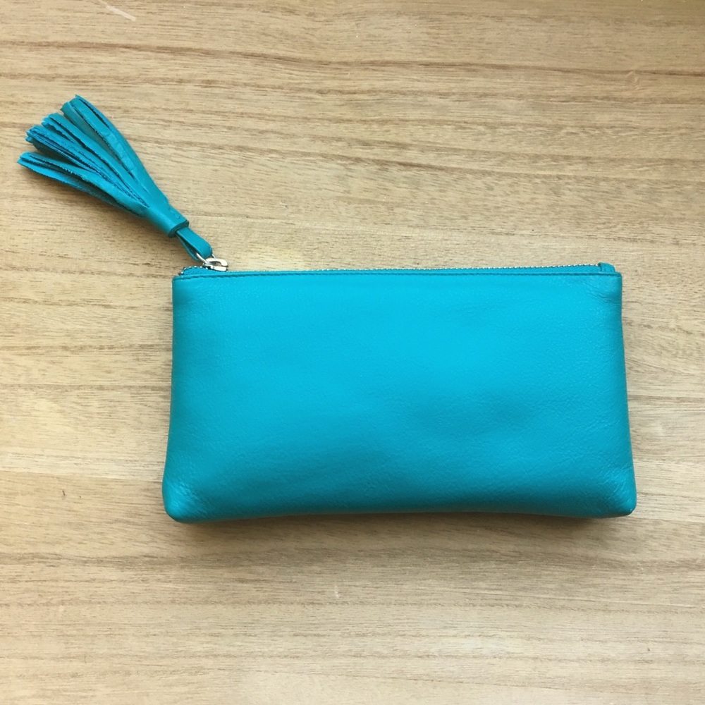 Brand New Genuine Leather Blue Zip-up Wallet